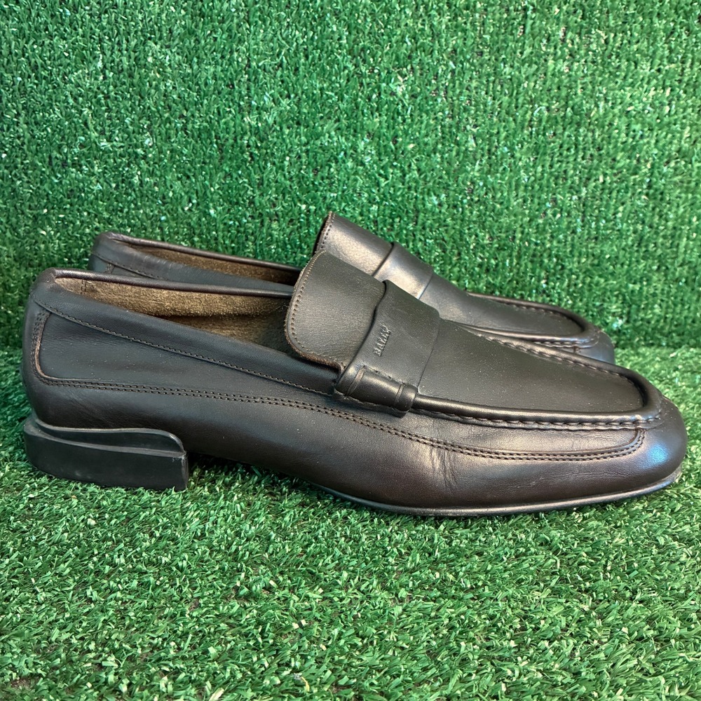 Bally Leather Penny Loafer Minimalist Dress Slip-On Shoes Brown Mens Size 10 D